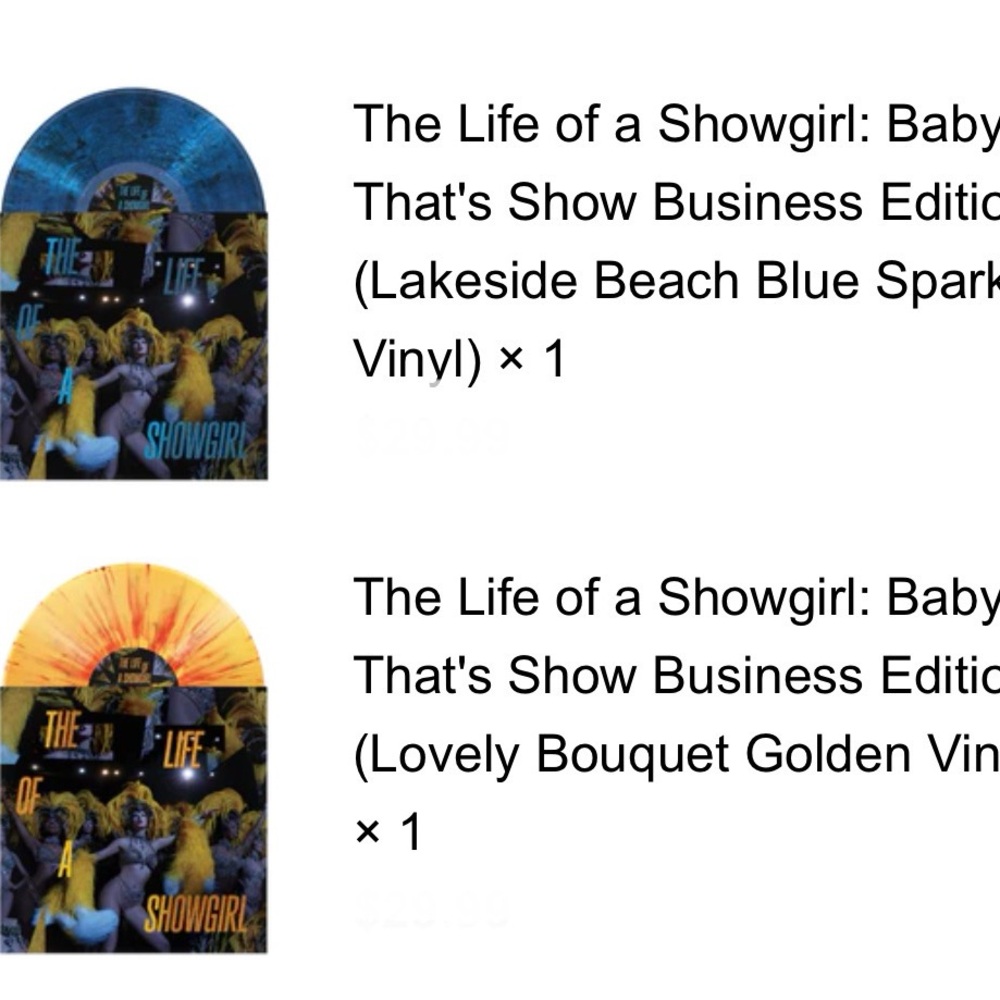 Taylor Swift The Life of a Showgirl - Baby That’s Show Business Vinyl Set of 2